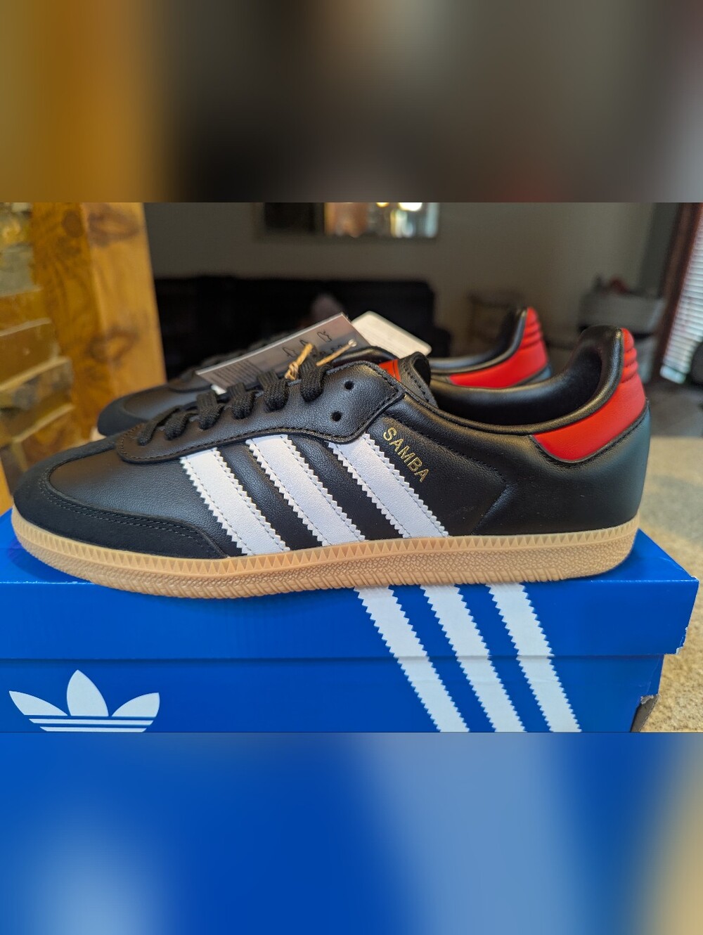Adidas Samba Leather Sneakers - Black/White/Red